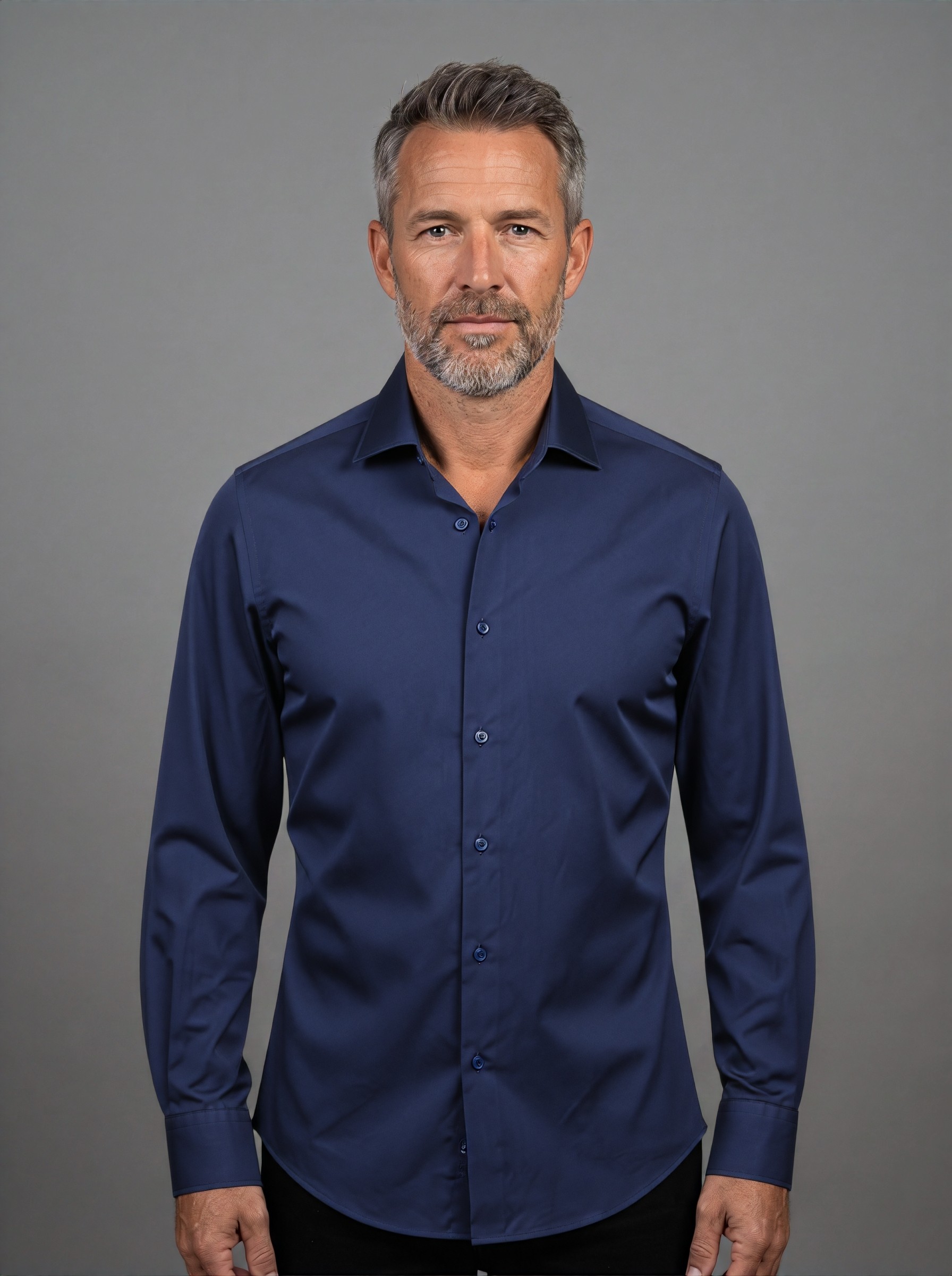 Navy Poplin Shirt — try-on 2 of 8