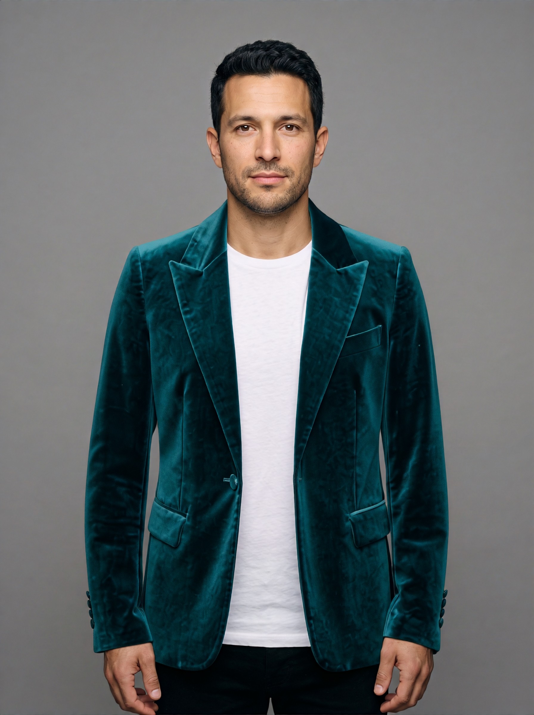 Green Velvet Blazer — try-on 3 of 8