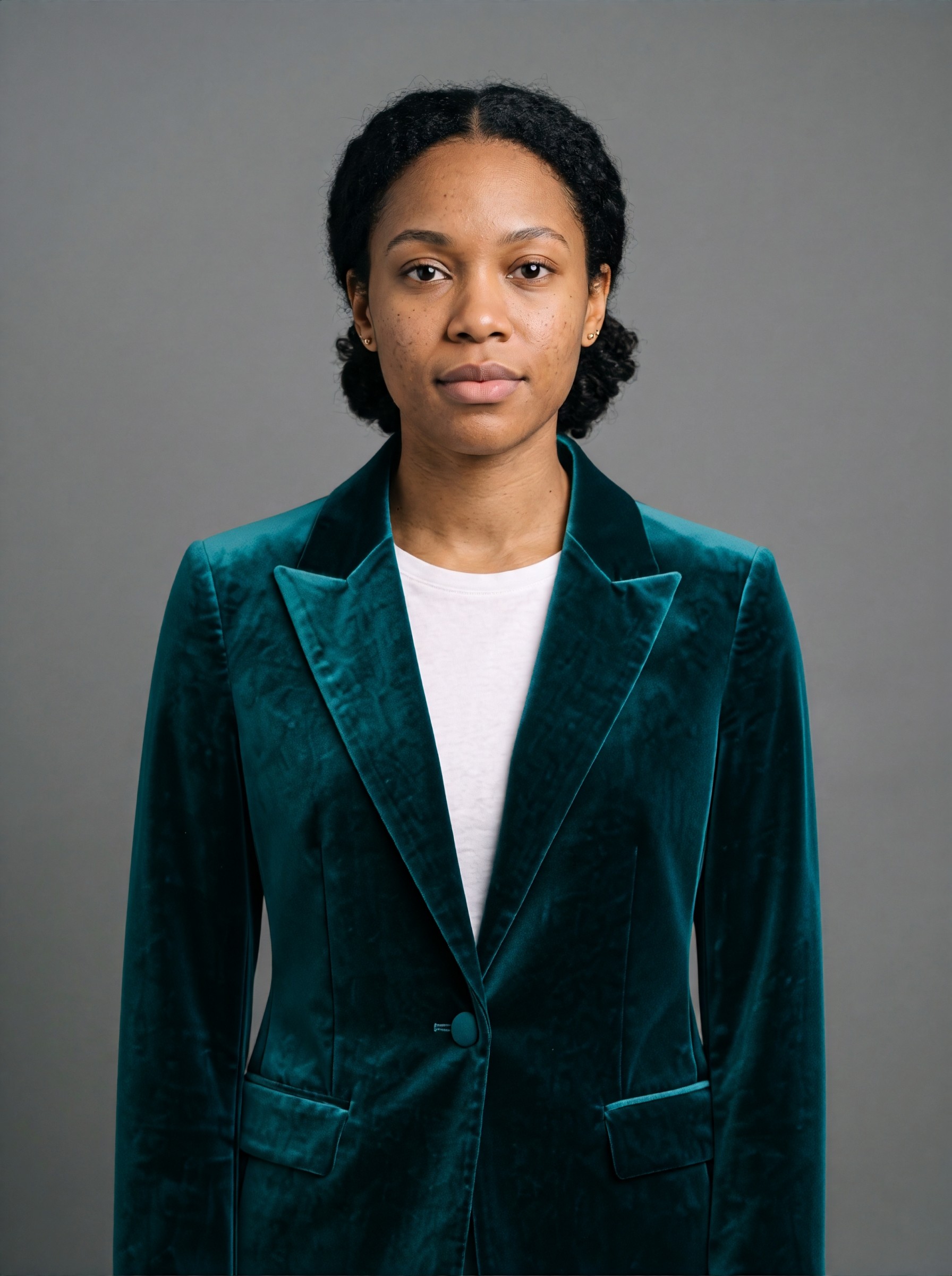 Green Velvet Blazer — try-on 5 of 8